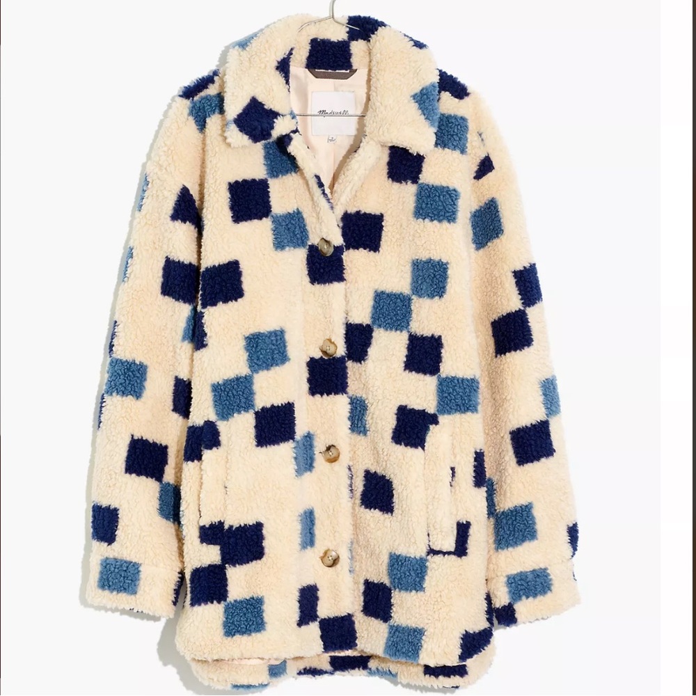 Madewell (Re)sourced Sherpa Belrose Shirt-Jacket in Checkerboard